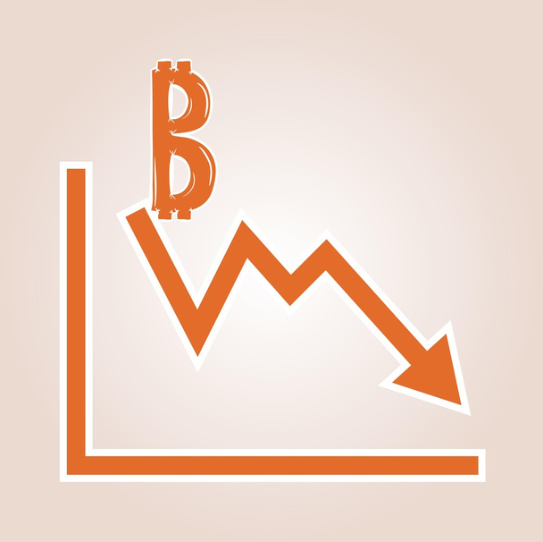 bitcoin シンボルと減少グラフ - ベクター画像