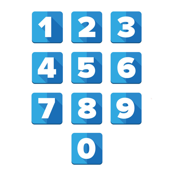 Nummer vector instellen blauw - plat ontwerp - Vector, afbeelding