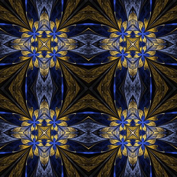 Симметричный цветочный узор в стиле витража на блаке
 - Фото, изображение