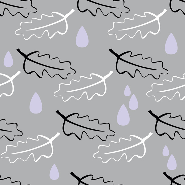 Pattern with autumn leaves and rain drops. - Διάνυσμα, εικόνα