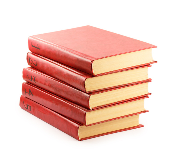 piros könyvek elszigetelt fehér background - Fotó, kép