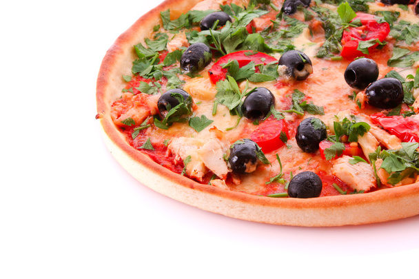 Tasty Pizza with olives closeup - Zdjęcie, obraz