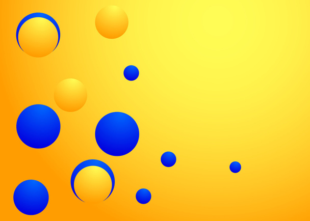 Abstract background with yellow and blue circles on gradient screen - Vector, Image