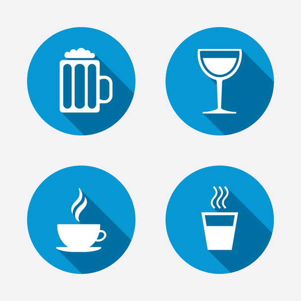 Coffee cup, glass of beer icons. - Vektor, Bild