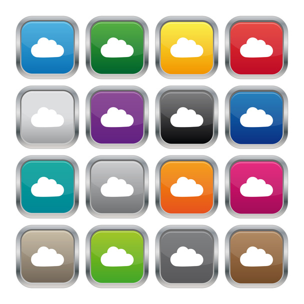 Cloud metallic square buttons - Vector, Image