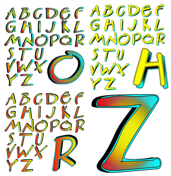 abc Alphabet Schriftzug Design Aberration Combo - Vektor, Bild