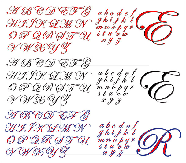 ABC αλφάβητο γραμμάτων Edwardian σύνθετο σχέδιο - Διάνυσμα, εικόνα