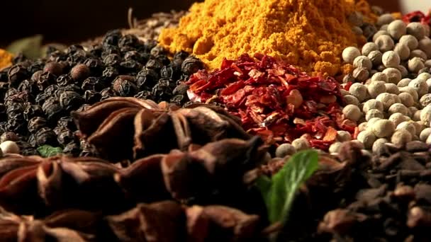 The palette of different food spices. Macro - Footage, Video