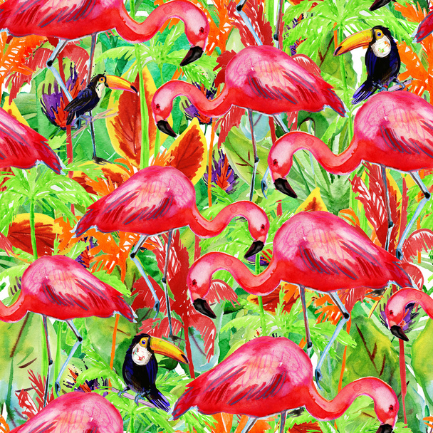 Tropical Seamless pattern with birds - Photo, Image