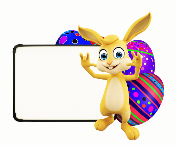 Easter Bunny with eggs and signboard - Photo, Image