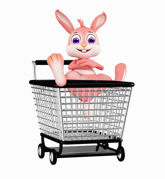 Velikonoční zajíček s nákupní vozík - Fotografie, Obrázek