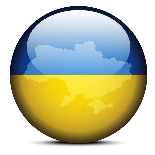 Mapa en el botón de bandera de Ucrania
 - Vector, Imagen