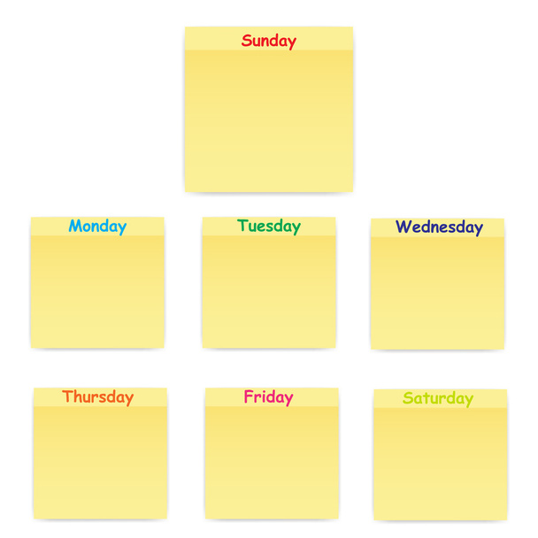 Sticky sticker on each day of the week vector illustration - Vector, Image