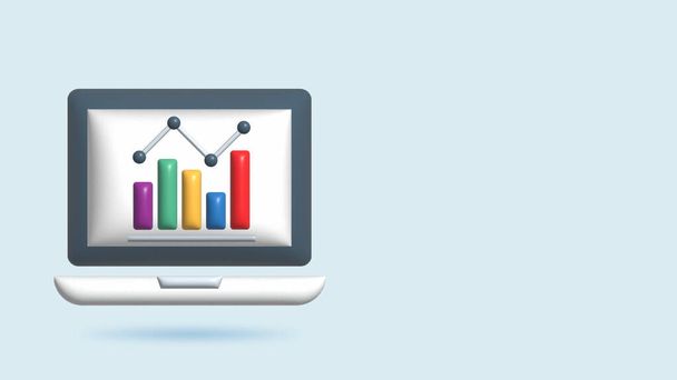 Análise de crescimento Estatísticas de otimização finanças gráfico educação para negócios ilustração 3d - Foto, Imagem