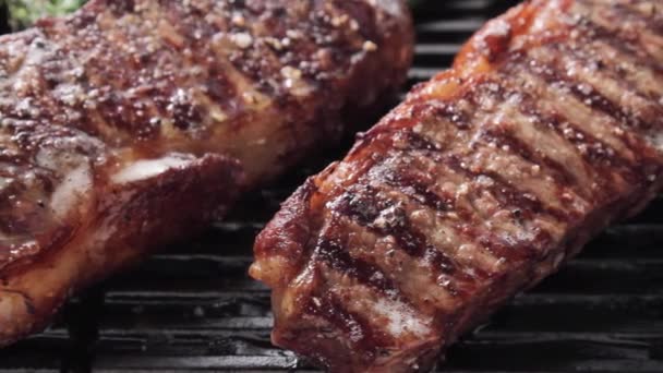 Grilled New York strip steaks - Footage, Video