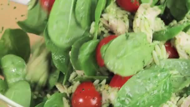 Chicken and orzo salad - Footage, Video