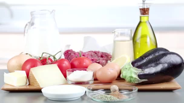 Ingredients for moussaka - Footage, Video