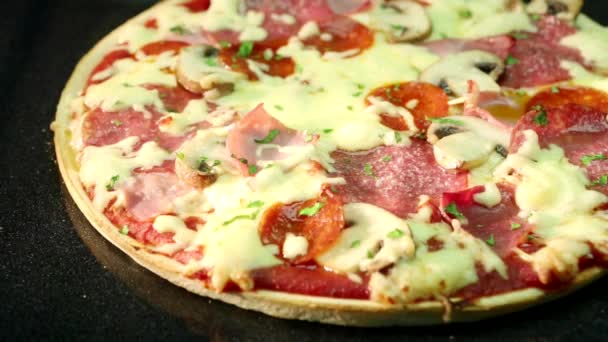 Salami-Pizza im Ofen - Filmmaterial, Video