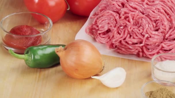 Ingredients for chilli con carne - Footage, Video