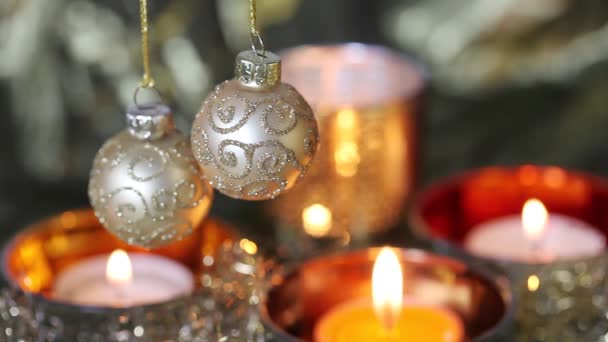 Karácsonyi baubles és tealights - Felvétel, videó