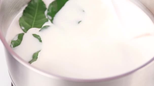 Zupa z mlekiem kokosowym z imbirem - Materiał filmowy, wideo