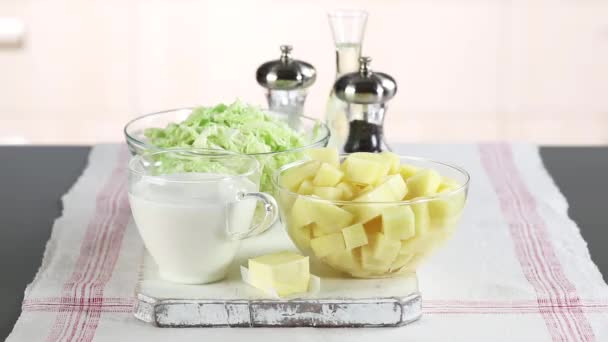 Milk and savoy cabbage - Footage, Video