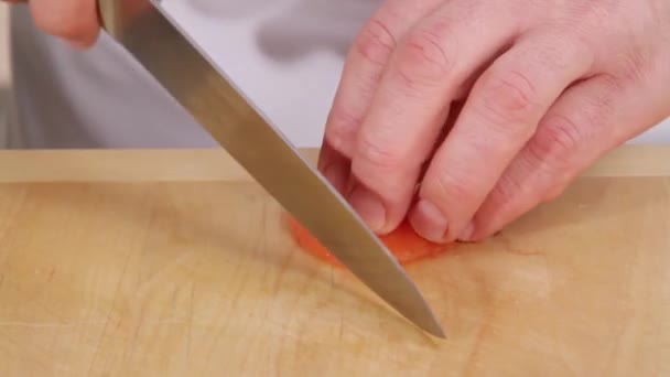 Chopping and skinned tomato - Footage, Video