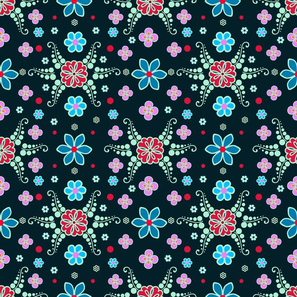 seamless pattern, colorful, flowers, drawing - Vector, Image