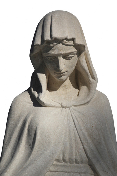 Maagd Maria, het oude beeld (op witte achtergrond) - Foto, afbeelding