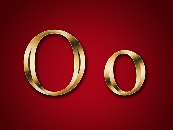 Letra de oro "O" sobre fondo rojo
 - Foto, imagen