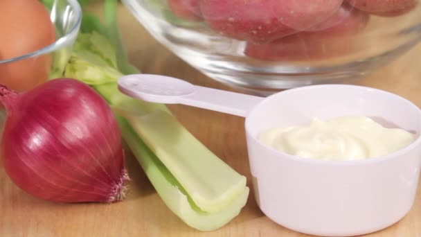 Ingredients for American potato salad - Footage, Video
