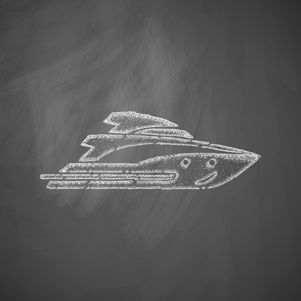 Ícone de iate em quadro-negro
 - Vetor, Imagem