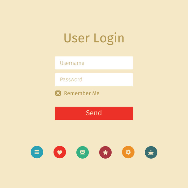user login page with icons - Διάνυσμα, εικόνα
