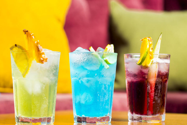 Set of colorful cocktails in bar - Photo, Image