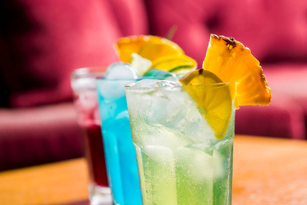 Set of colorful cocktails in bar - Photo, Image