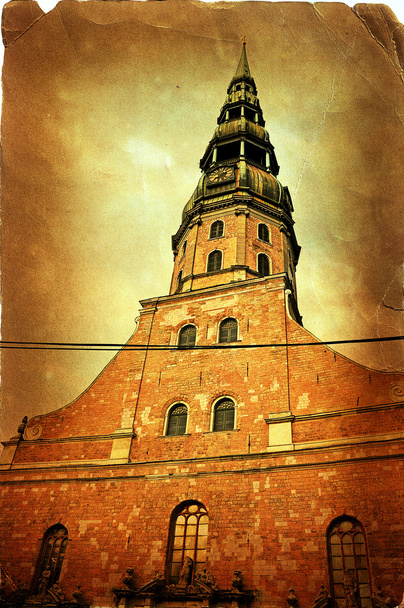 peinture de style vintage la ville de Riga
 - Photo, image