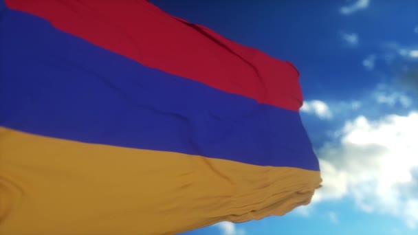 Armenian lippu sinisellä taivaalla. Armenian politiikka ja uutiset. - Materiaali, video