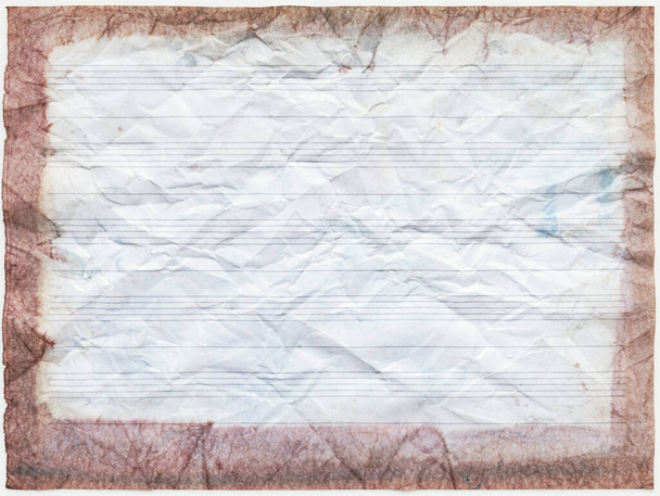 Hoja de papel arrugado para notas musicales, fondo de textura - Foto, Imagen