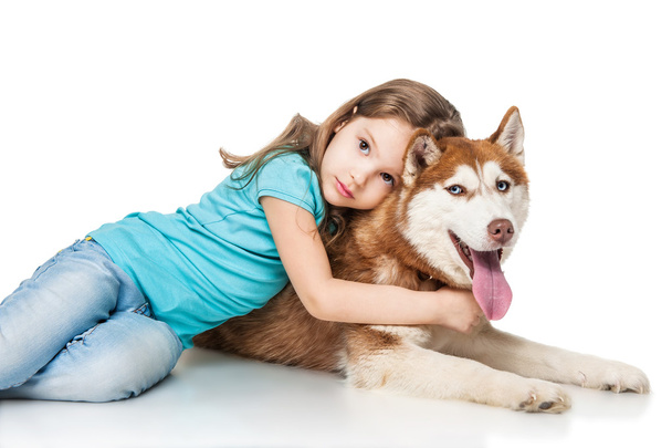 Girl with a husky - Foto, afbeelding