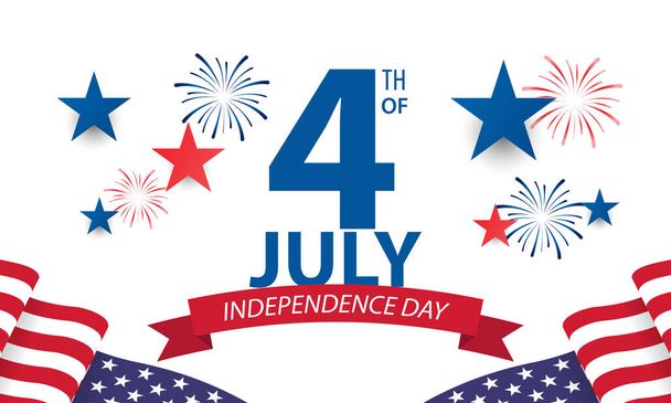 4th of July, USA celebration of Independence day - Banner illustration - Vector, Image