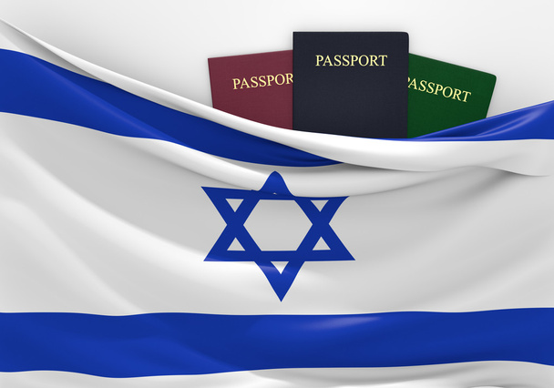 Travel and tourism in Israel, with assorted passports - Photo, Image