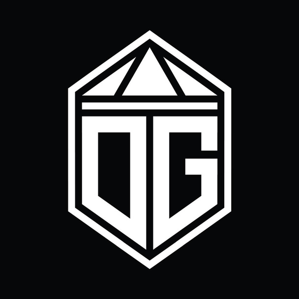 DG Letter Logo monograma forma de escudo hexágono simple con la corona de triángulo plantilla de diseño de estilo aislado - Foto, Imagen