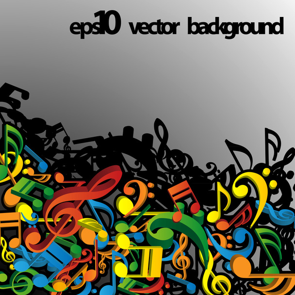 3D színes zenei jegyzetek koncepció háttér - Vektor, kép