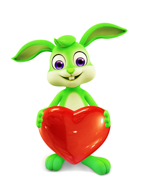 Conejo de Pascua con signo de corazón
 - Foto, Imagen