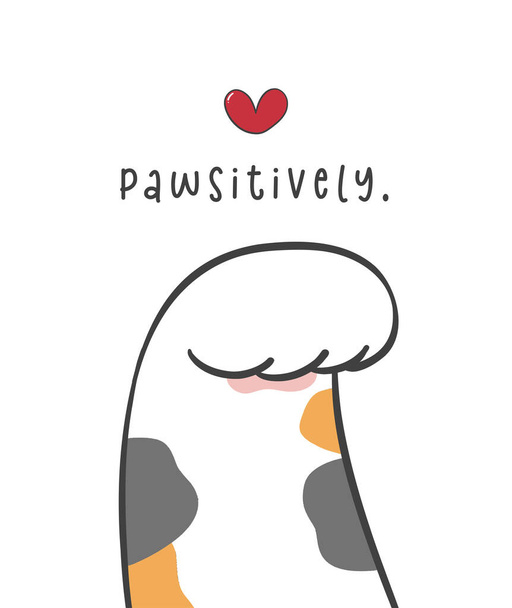 Pawsitive Love: Adorables patas de gato en dibujos animados caprichosos - Vector, Imagen