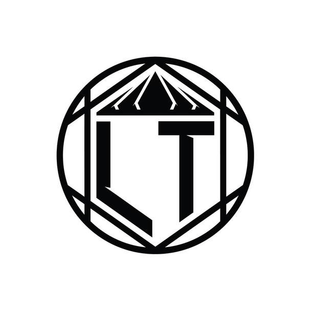 LT Літера Логотип монограма шестикутника зрізу крона гостра форма щита ізольоване коло шаблон дизайну абстрактного стилю - Фото, зображення