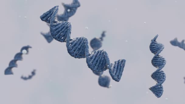 διάσπαρτη περιστρεφόμενη και περιστρεφόμενη έλικα DNA 3d απόδοση - Πλάνα, βίντεο