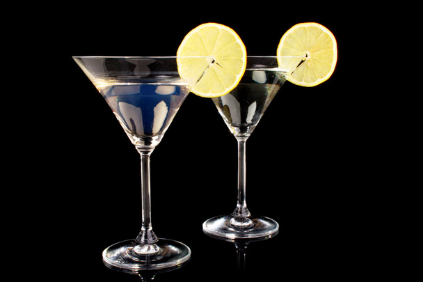Martini glasses on black background - Photo, image