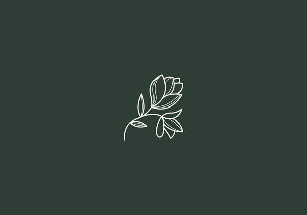 Logo Line Floral Leaf and Botanical. Estética y femenina, línea sencilla y moderna de lujo. color editable. - Vector, Imagen