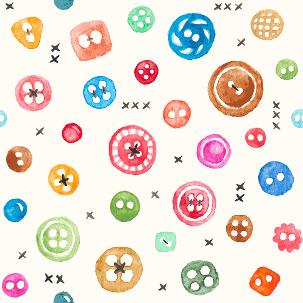 Seamless pattern with watercolor buttons - Vector, Image